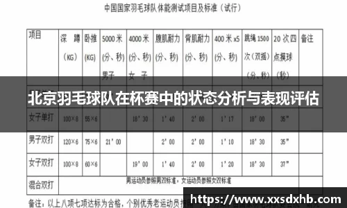 北京羽毛球队在杯赛中的状态分析与表现评估